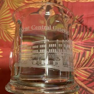 Kent Central Gateway clear glass coffee mug Ohio transportation NWOT